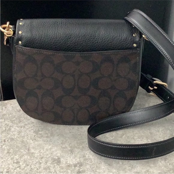 Coach CE567 Morgan Saddle Bag In Colorblock Brown & Black Gold Rivets - NWOT - Picture 6 of 14